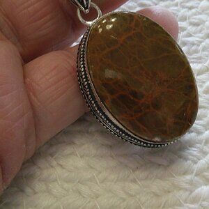 Natural YELLOW MOSS AGATE Handmade Sterling 925 Pendant/Chain #420E